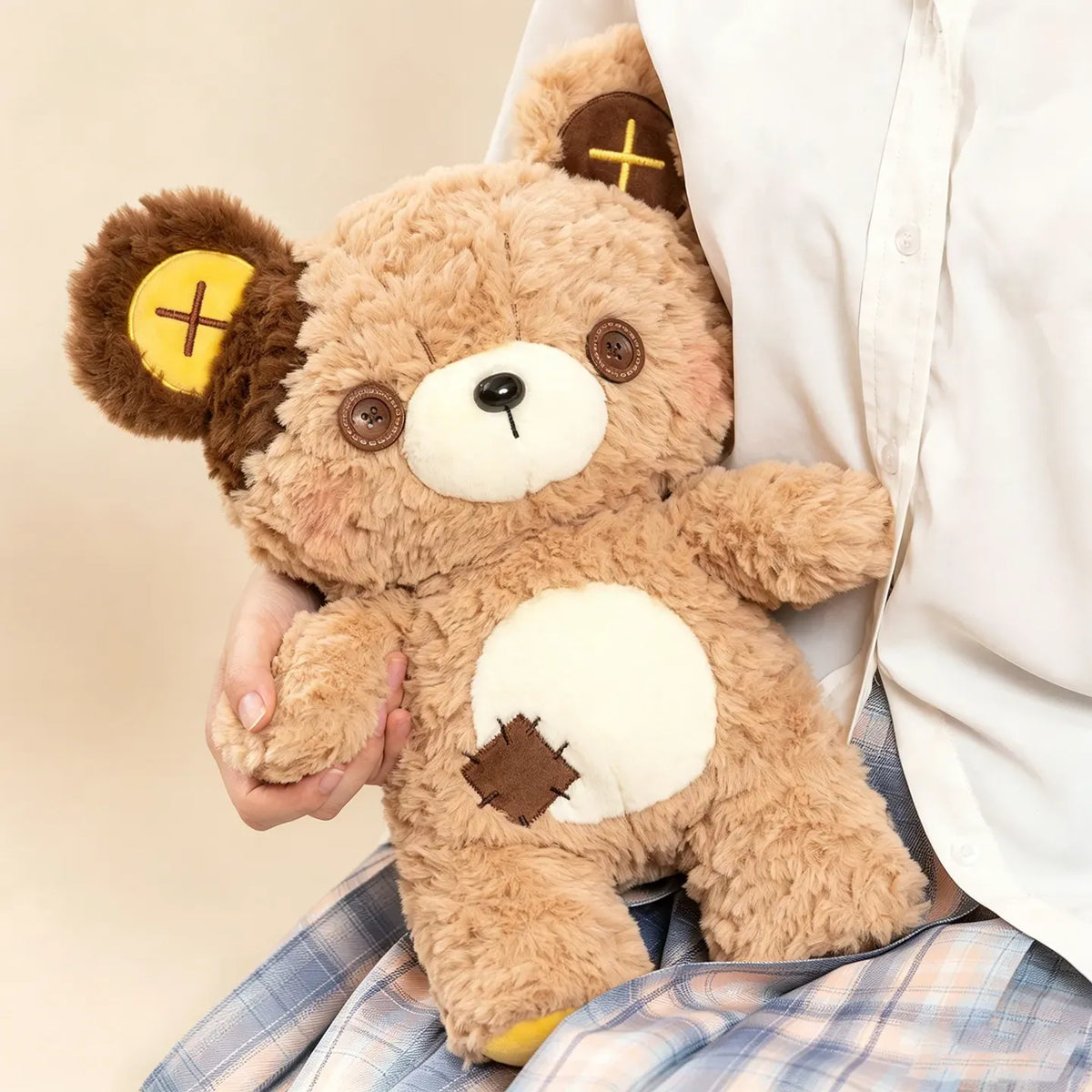Button Patch Teddy Bear Plushie