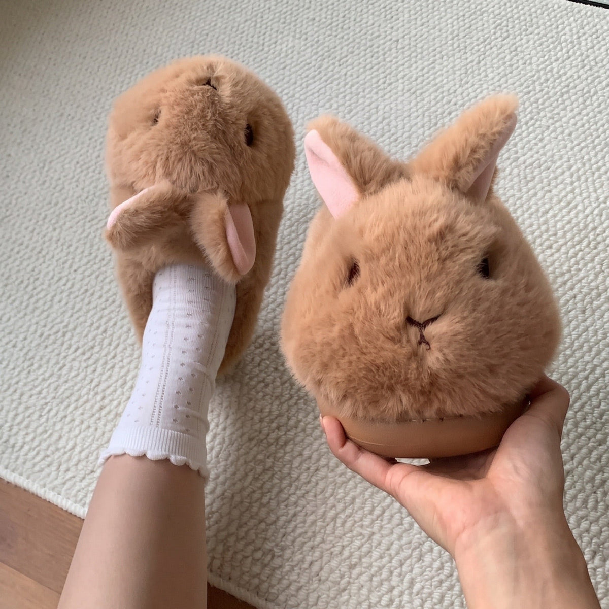 Fluffy Bunny Platform Slippers