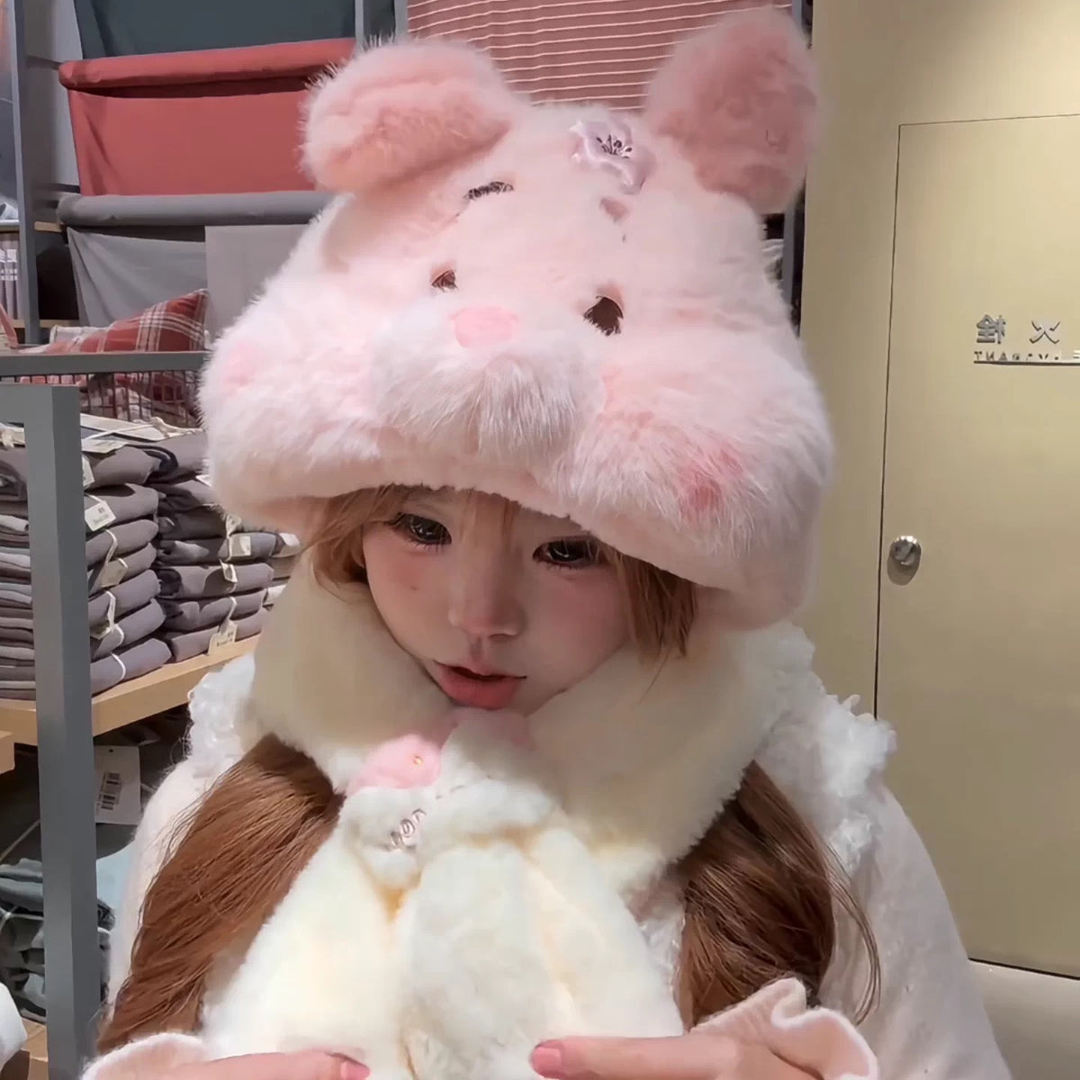 Winter cat plushie scarf