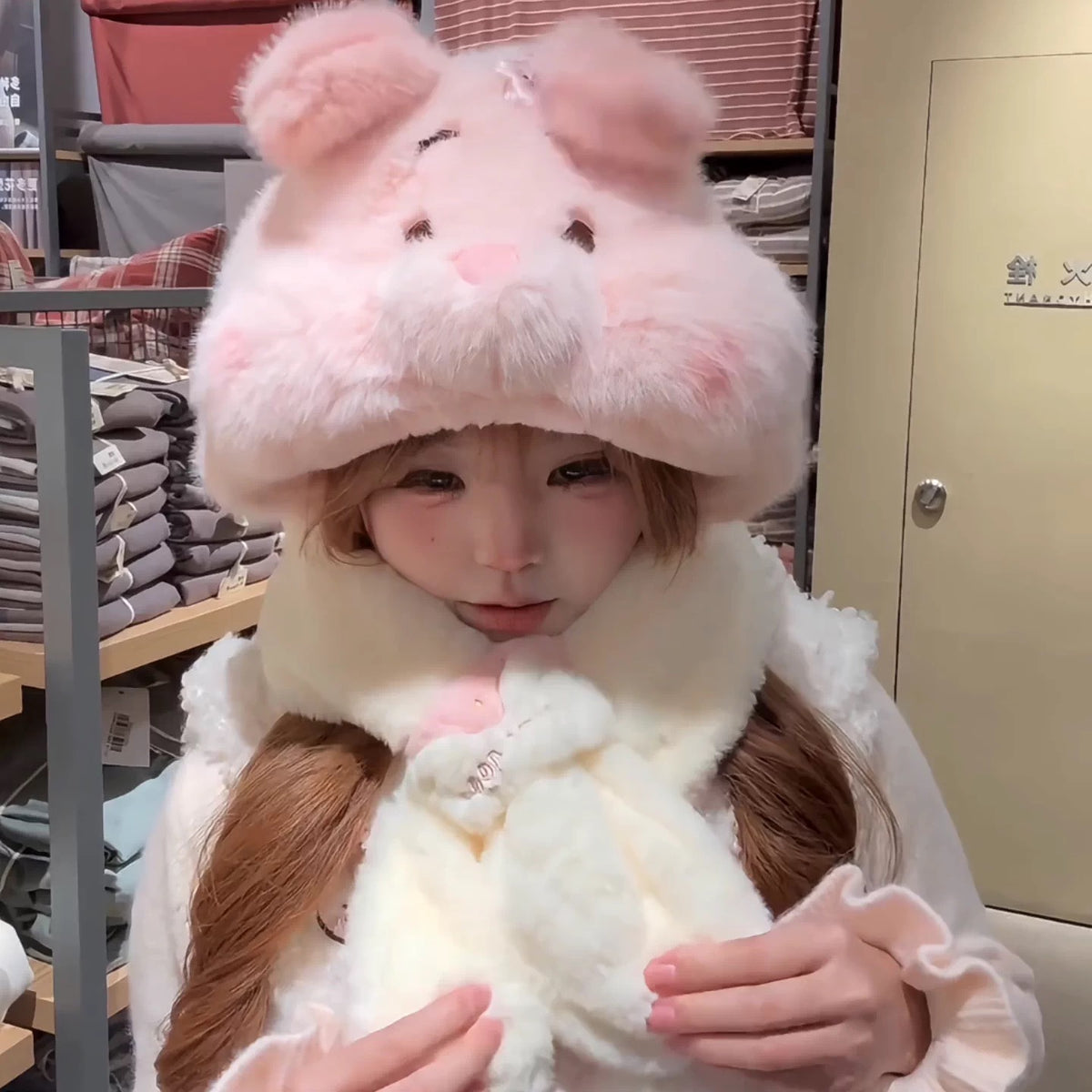 Winter cat plushie scarf