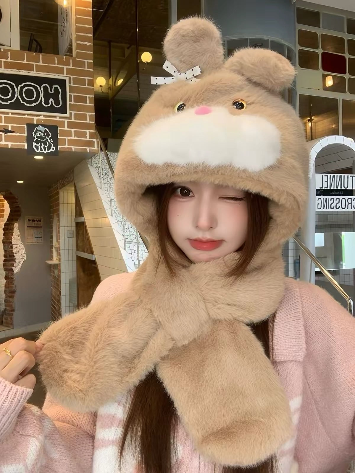 Winter cat plushie scarf