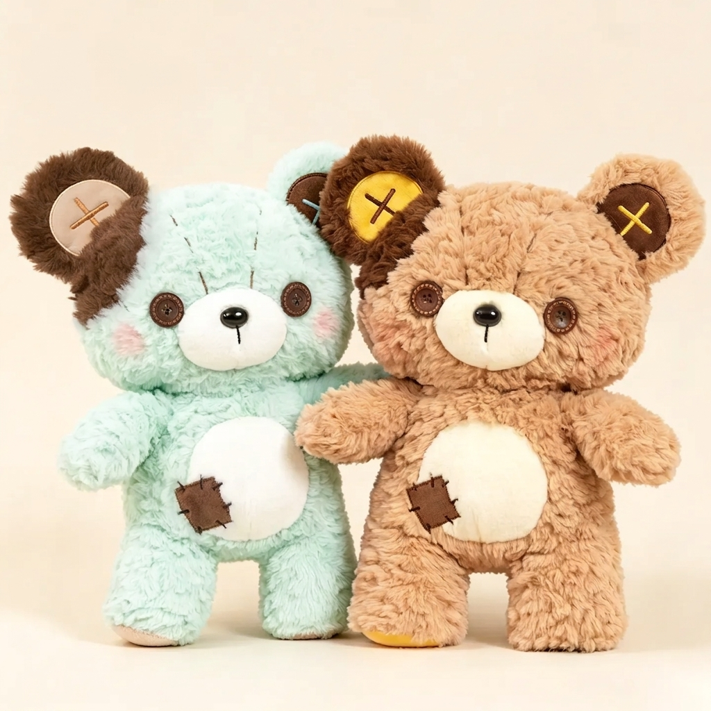 Button Patch Teddy Bear Plushie