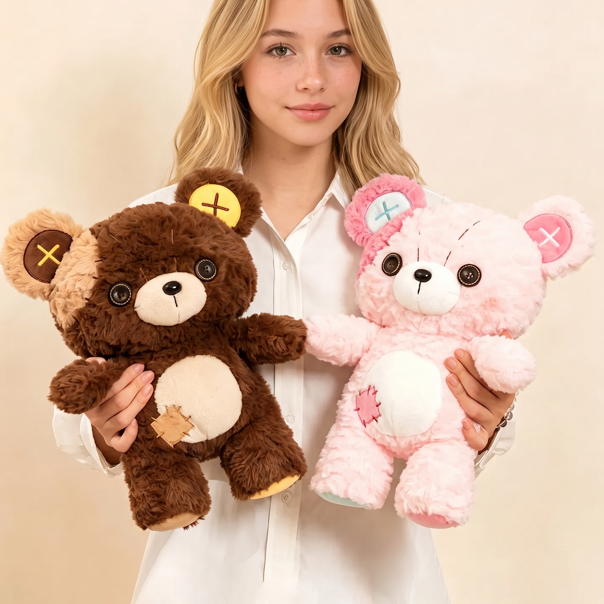 Button Patch Teddy Bear Plushie
